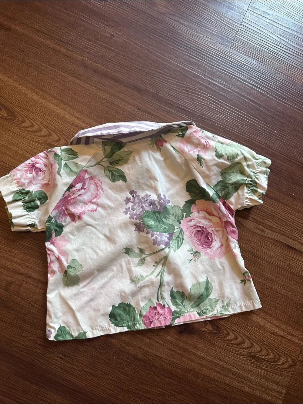 Vintage floral and striped romper and top set